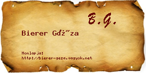 Bierer Géza névjegykártya