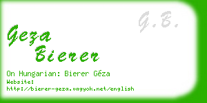geza bierer business card